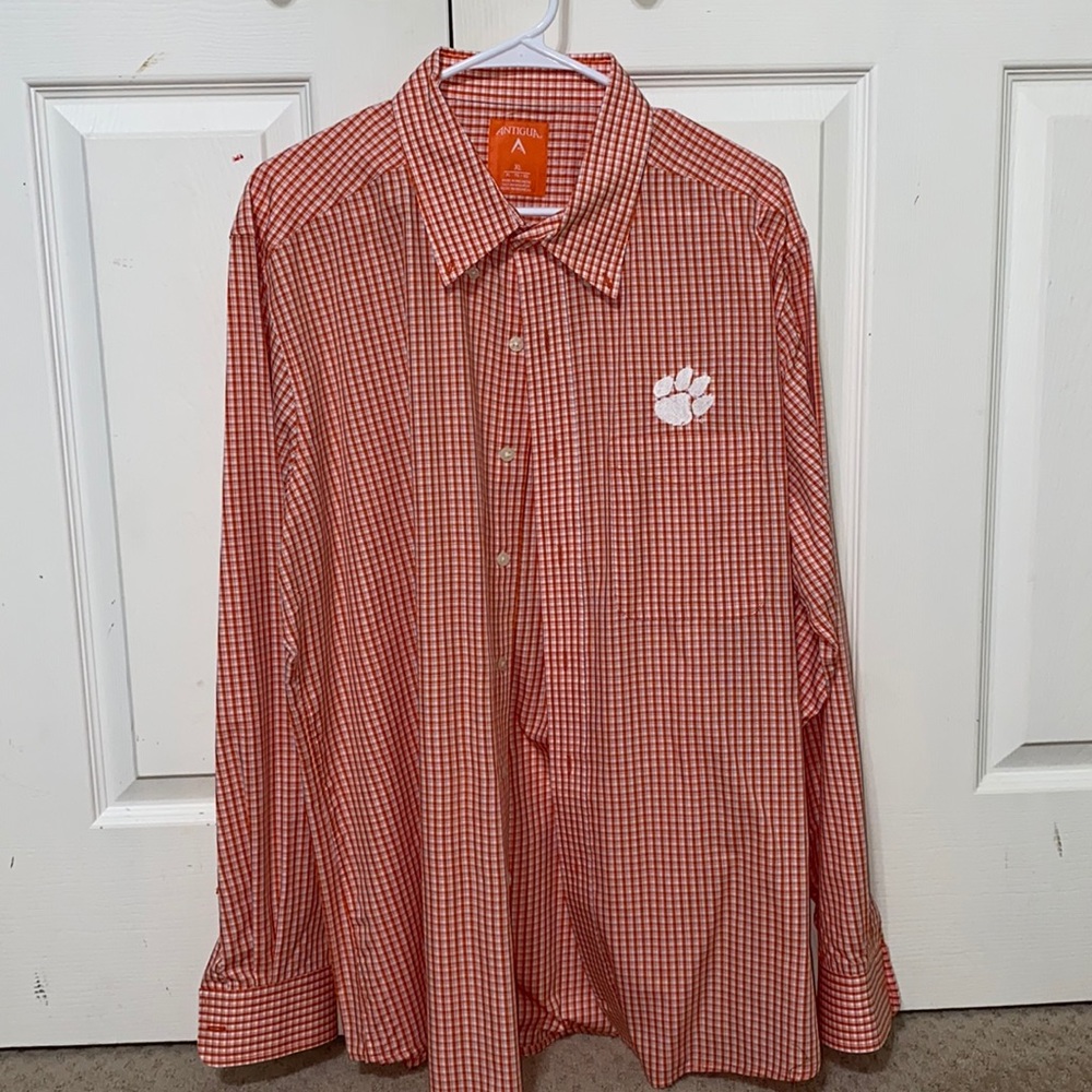 clemson tigers antigua button up